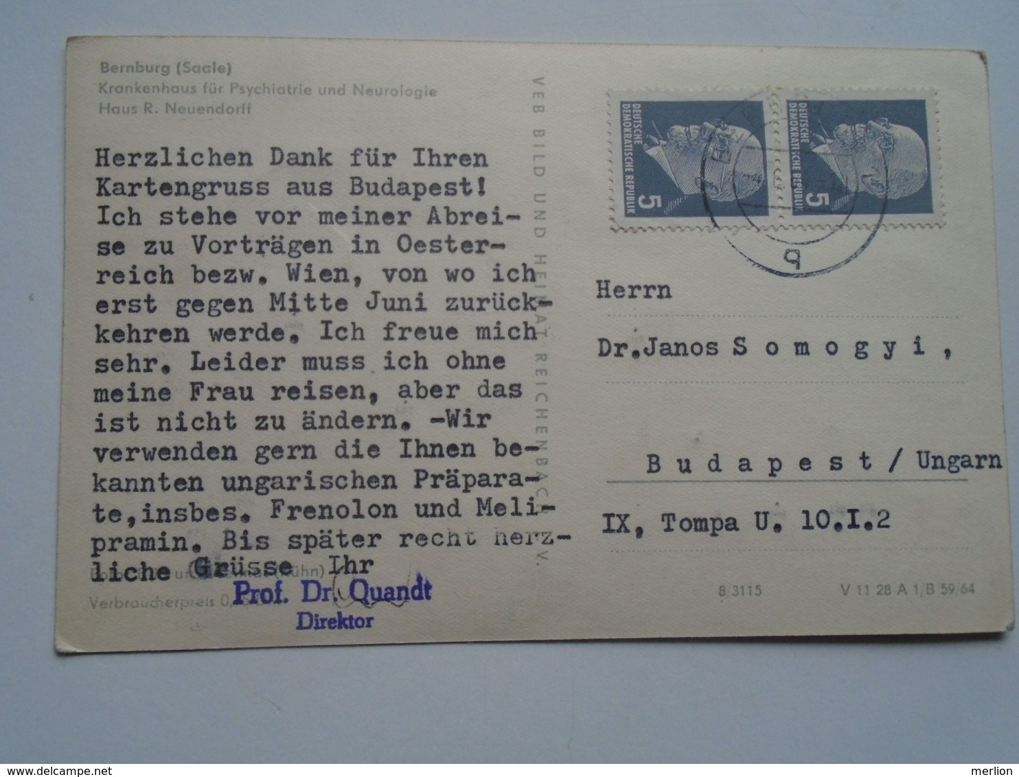 D169130   Bernburg (Saale) Prof. Dr. Jochen Quandt -  Ärztlicher Direktor Bezirkskrankenhaus Für Psychiatrie Bernburg - Neuruppin