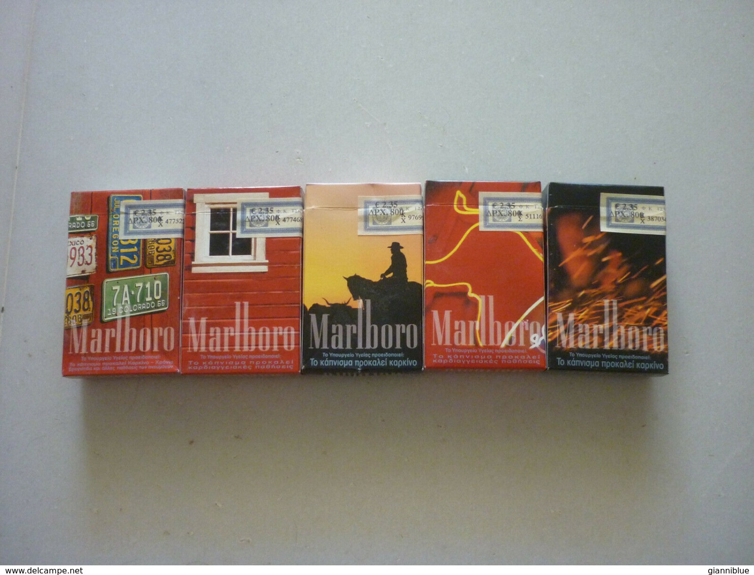 5 Greece Greek Marlboro Rare Used Opened Empty Vintage Collectible Packets - Boites à Tabac Vides