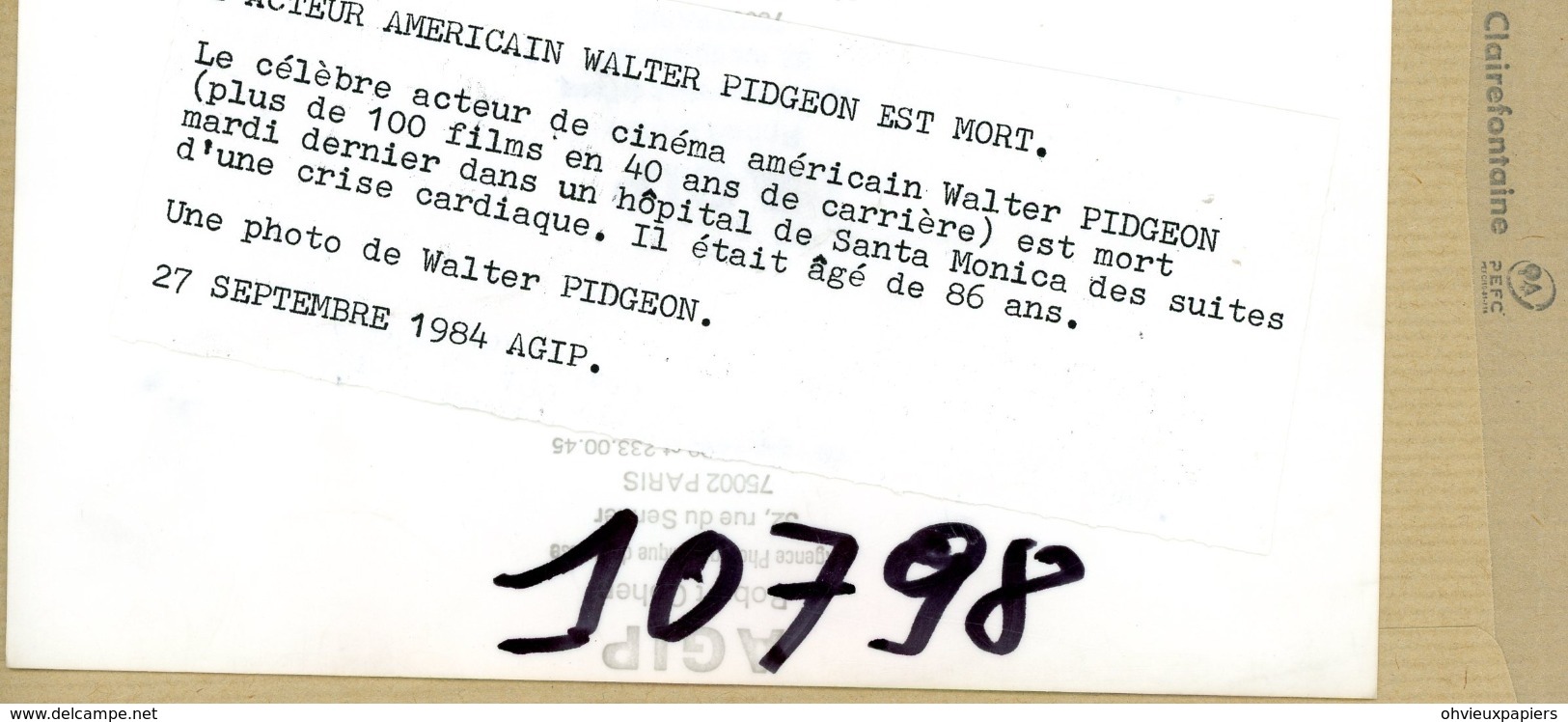 L'acteur Américain  WALTER PIDGEON  Plus De 1000 Films En 40 Ans De Carriere - Personnes Identifiées