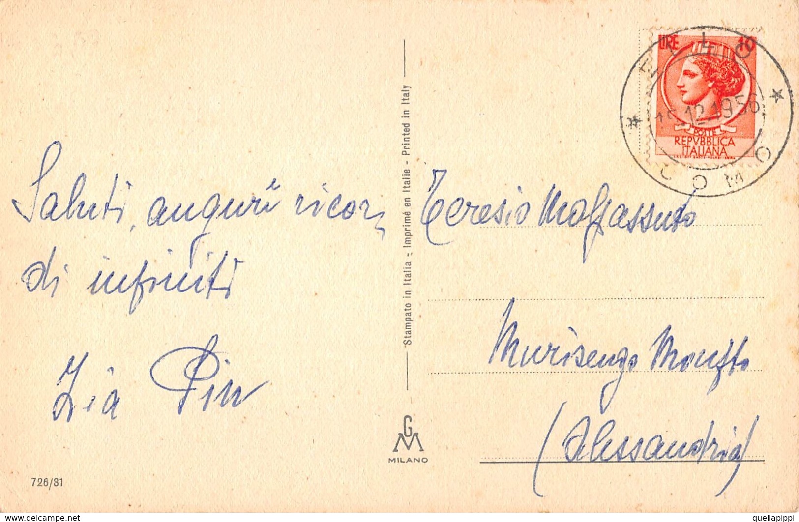 09706 "BUON NATALE" BAMBINA, CESTINO, LANTERNA, CERBIATTO. CART SPED 1956 - Altri & Non Classificati