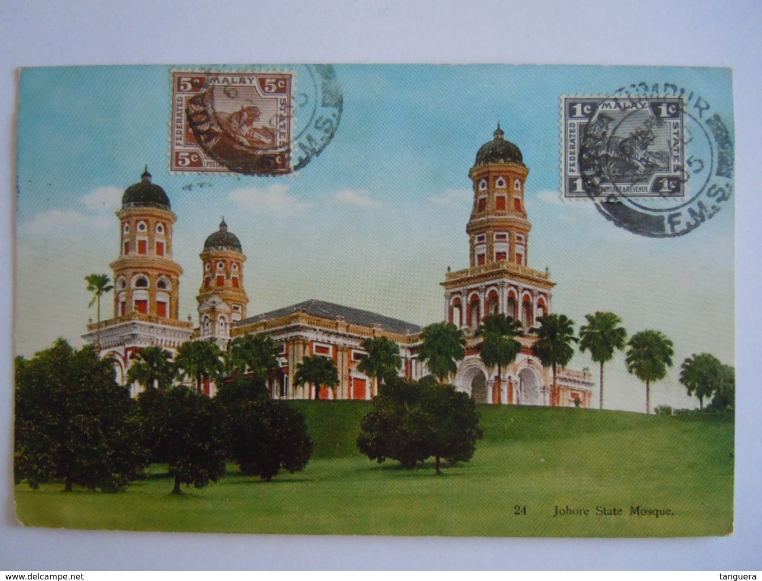 Malay Malaya Malaisie Johore State Mosque Used 1935 Stamp Tiger 1c 5c Yv 51 59A - Maleisië