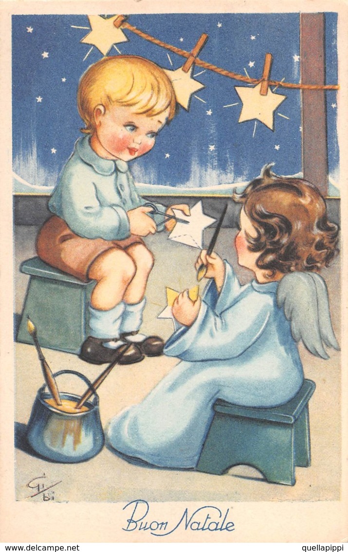 09720 "BUON NATALE" BAMBINO, ANGELO, COSTRUZIONE STELLINE PER ADDOBBI. FIRMATA GI.BI.  CART   SPED 1952 - Altri & Non Classificati