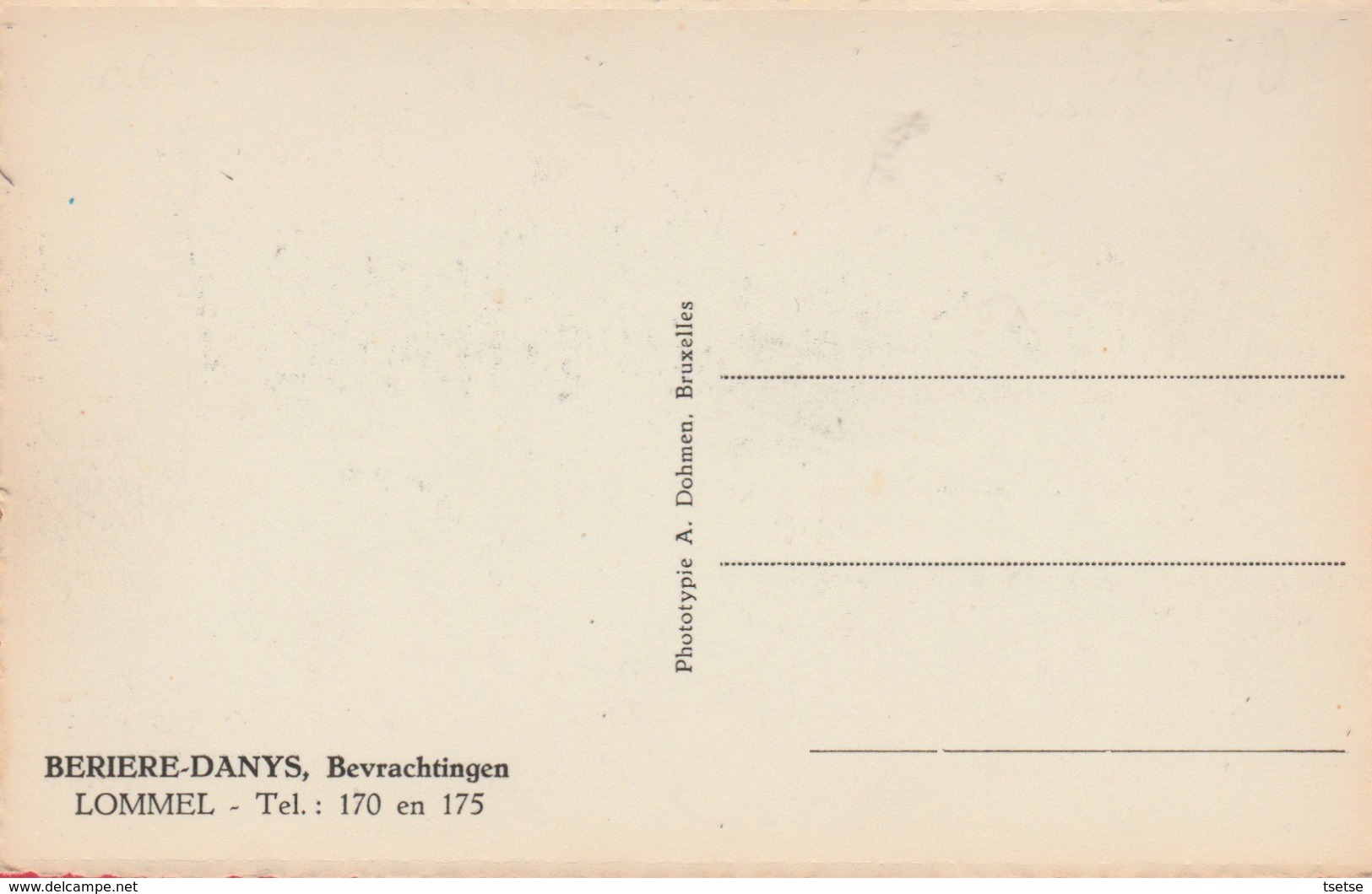 Lommel - Krekeltjes -  Autocard  Beriere-Danys, Bevrachtingen ( Verso Zien ) - Lommel