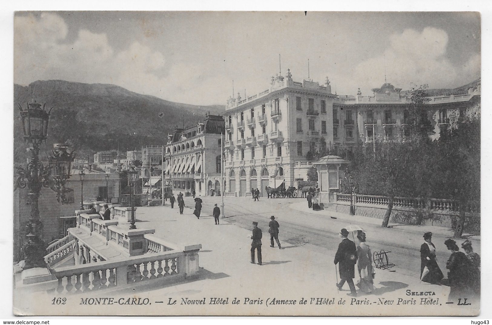 MONTE CARLO - N° 162 - LE NOUVEL HOTEL DE PARIS AVEC PERSONNAGES - CPA NON VOYAGEE - Hotels