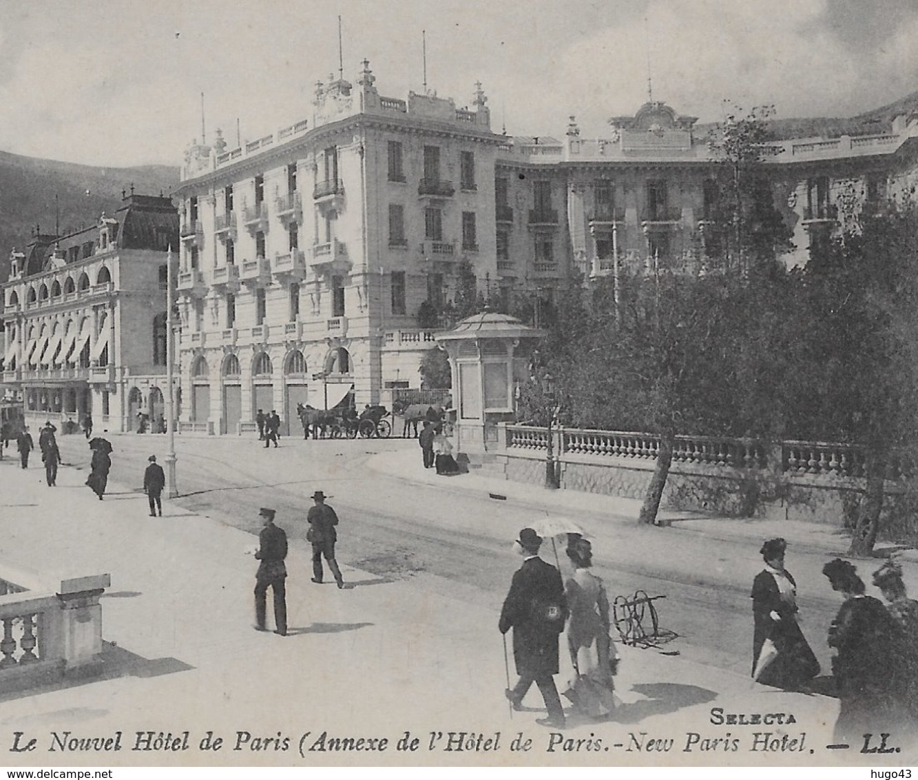 MONTE CARLO - N° 162 - LE NOUVEL HOTEL DE PARIS AVEC PERSONNAGES - CPA NON VOYAGEE - Hotels