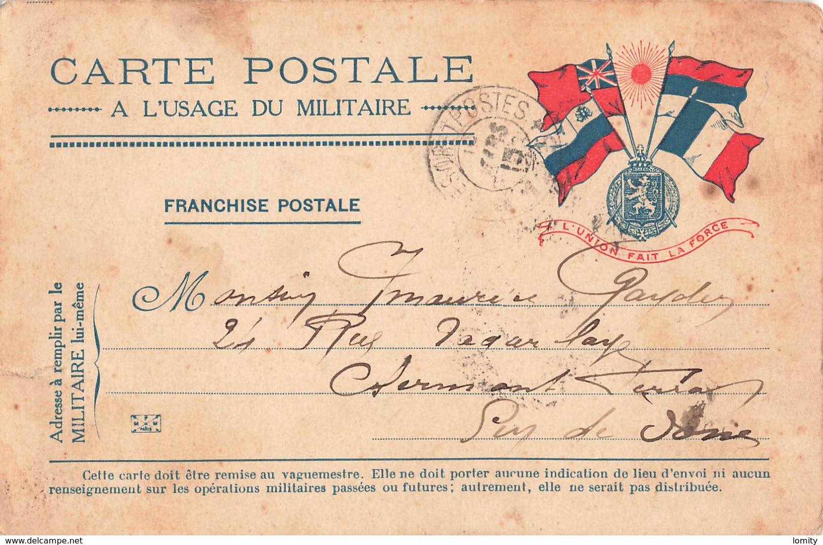 Carte Correspondance Franchise Militaire Secteur Postal 123 Mars 1915 - Guerre De 1914-18