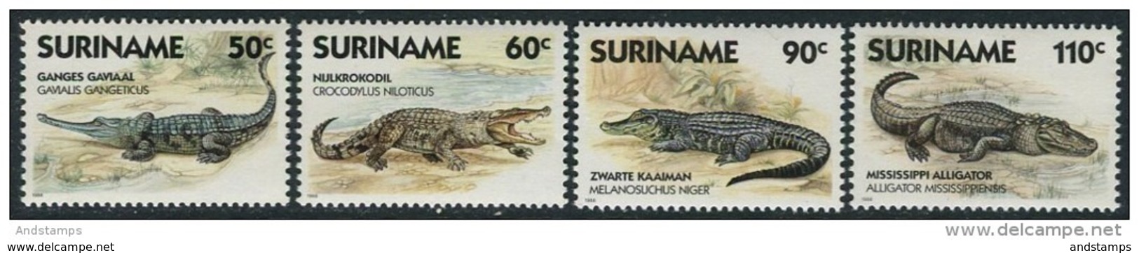 Suriname 1988. Michel #1248/51 MNH/Luxe. Crocodiles (Ts17) - Other & Unclassified