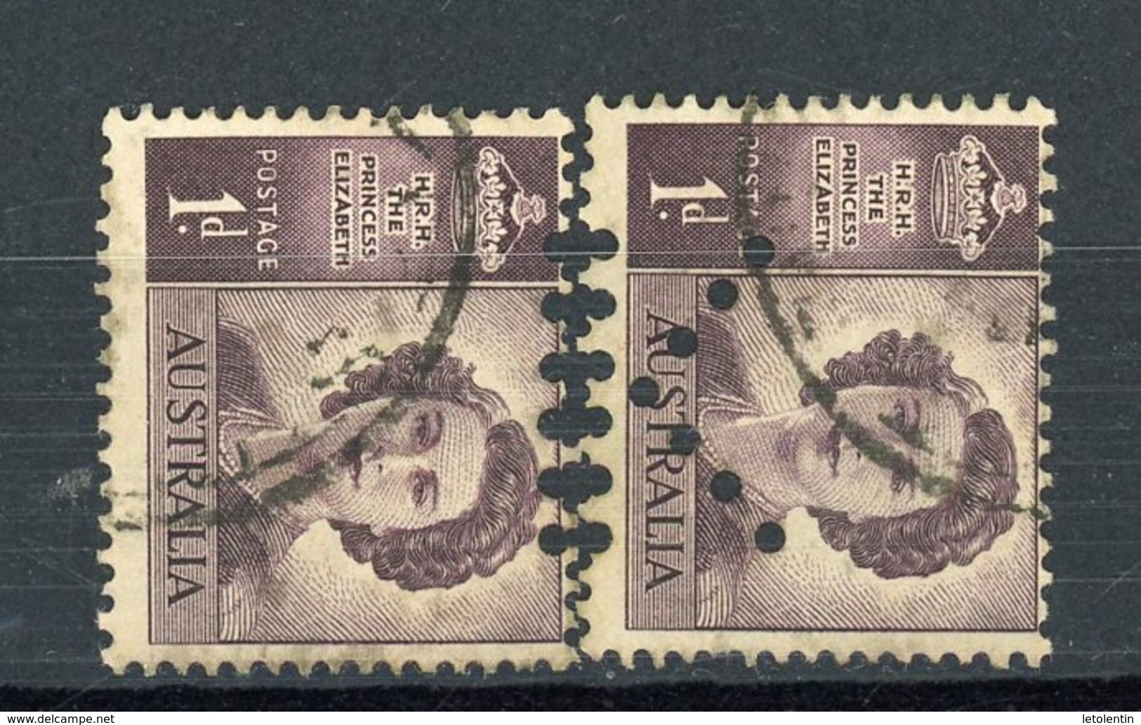 AUSTRALIE -   N° Yt 155 Obl. PERFORÉ " K " ENTRE 2 TIMBRES - Perfins