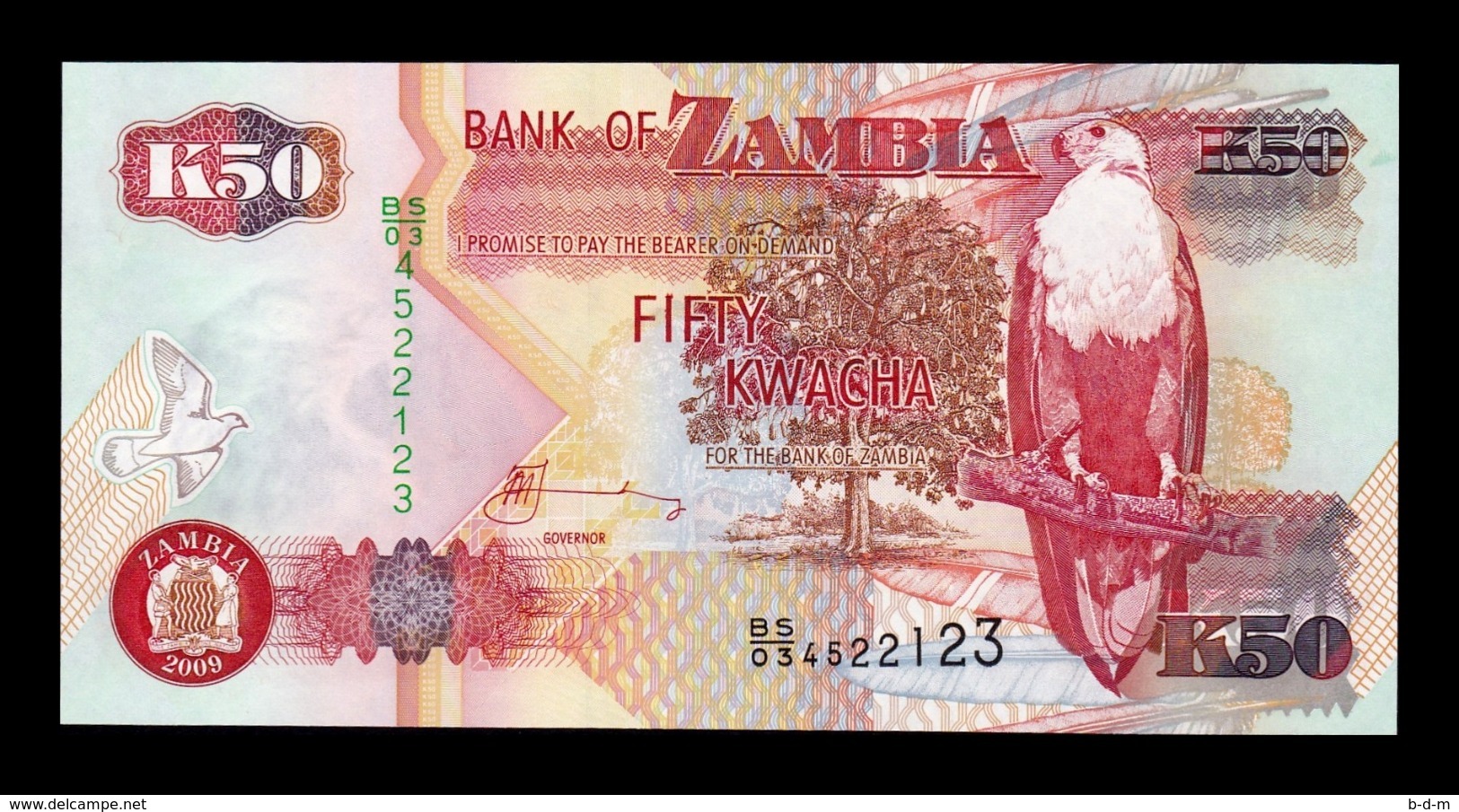 Zambia 50 Kwacha 2009 Pick 37h SC UNC - Zambia