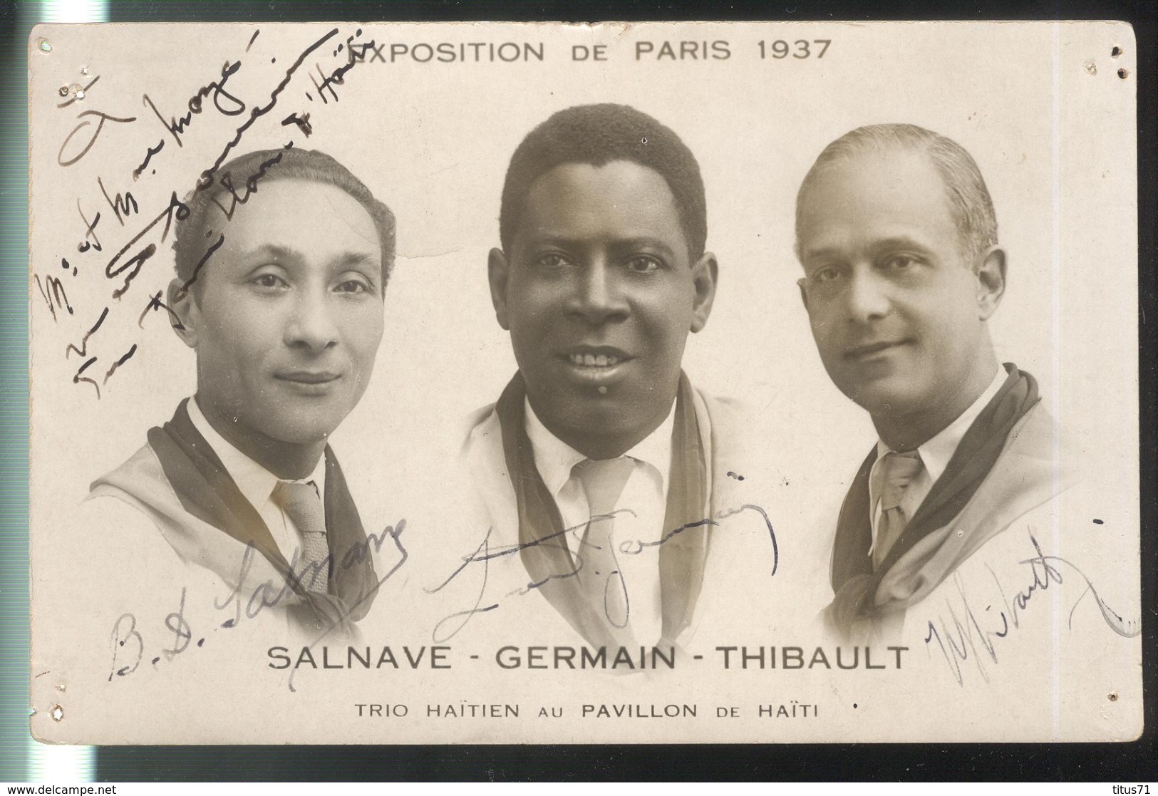 CPA Paris - Trio Haïtien Au Pavillon De Haïti - Salvane Germain Thibault - Exposition De Paris 1937 - Ausstellungen