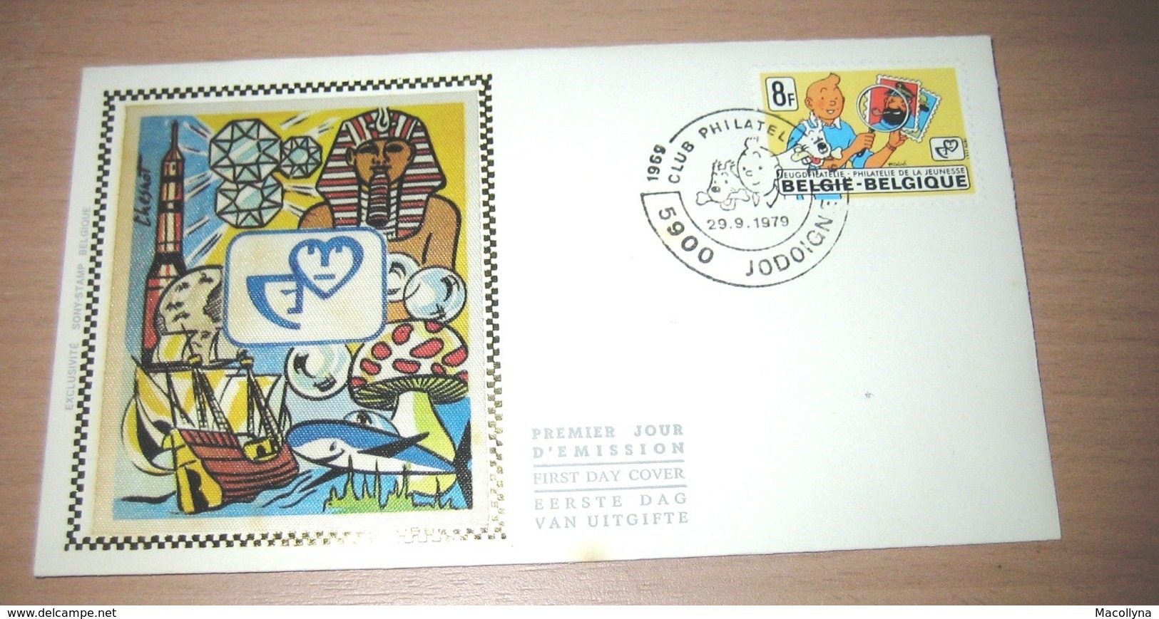 FDC Soie / Zijde 1944(o) - Philatélie De La Jeunesse - Tintin Et Milou - Kuifje & Bobby (oblitération Jodoigne) - 1971-1980