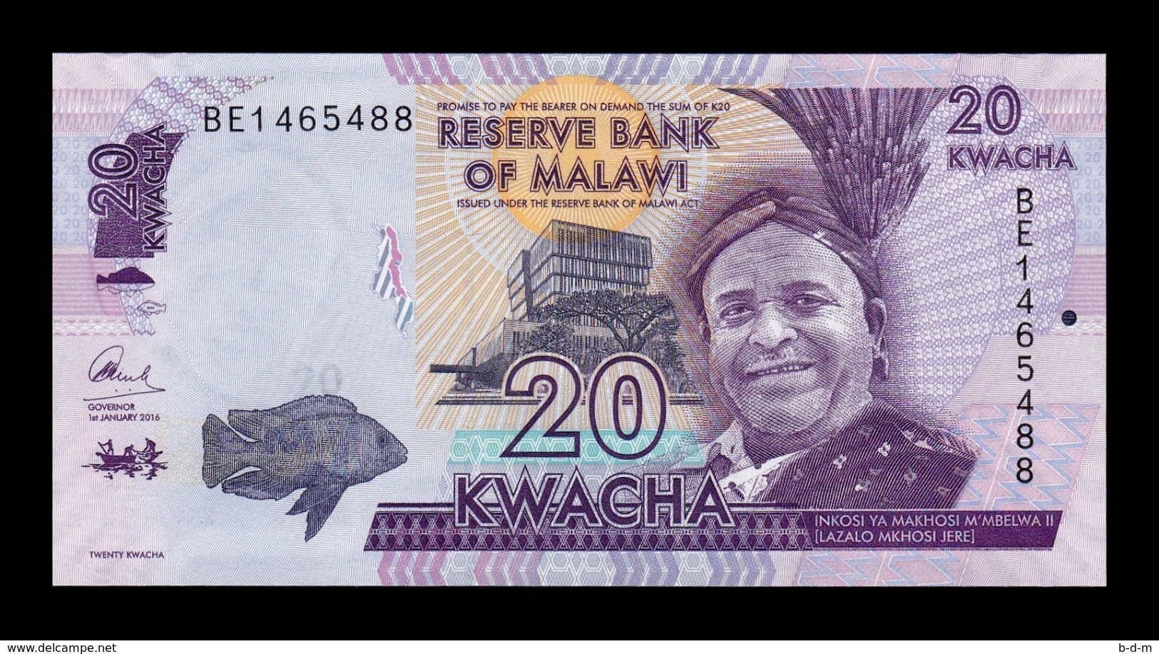 Malawi 20 Kwacha M'Mbelwa II 2016 Pick 63c SC UNC - Malawi