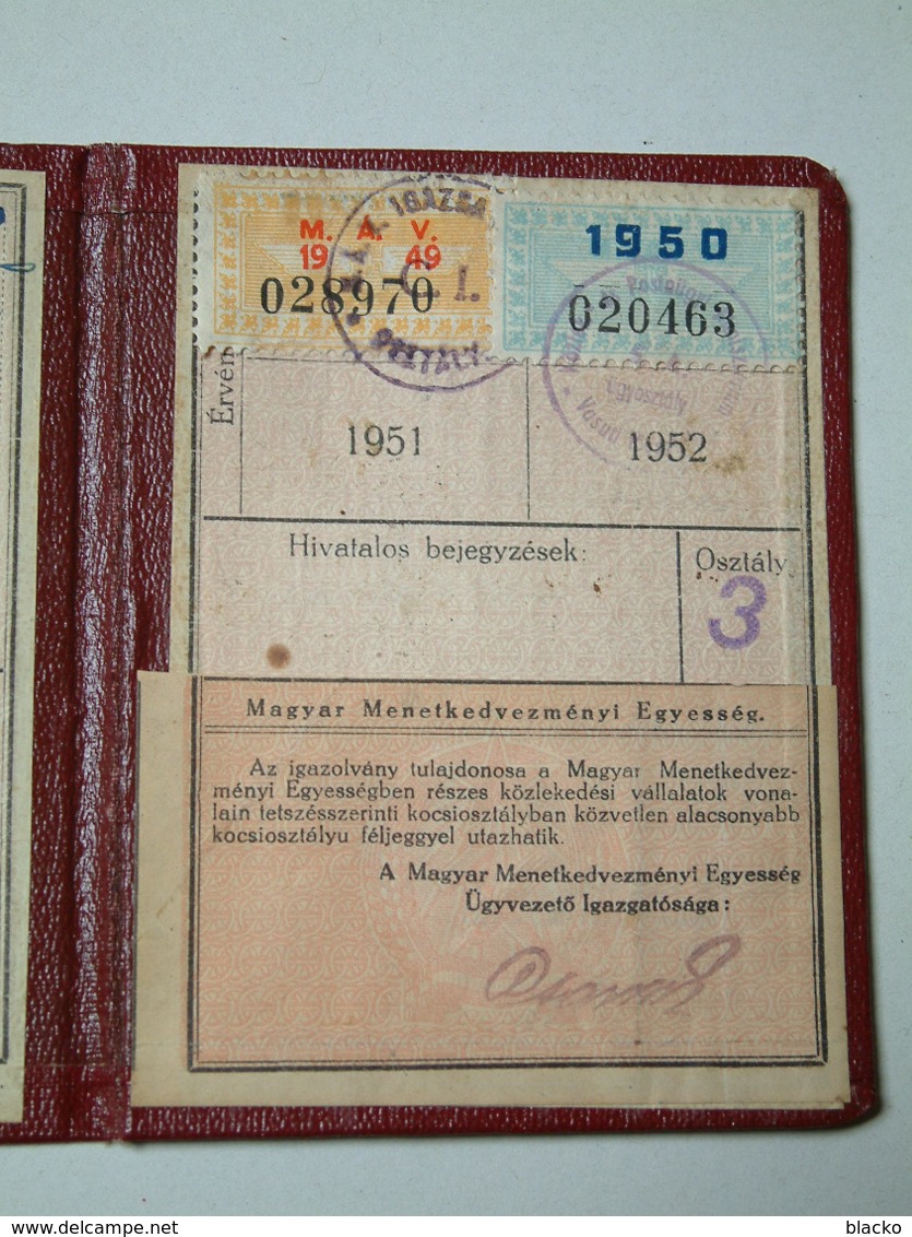 Hungarian Railway - 1948 Railway Identity card kmné db02