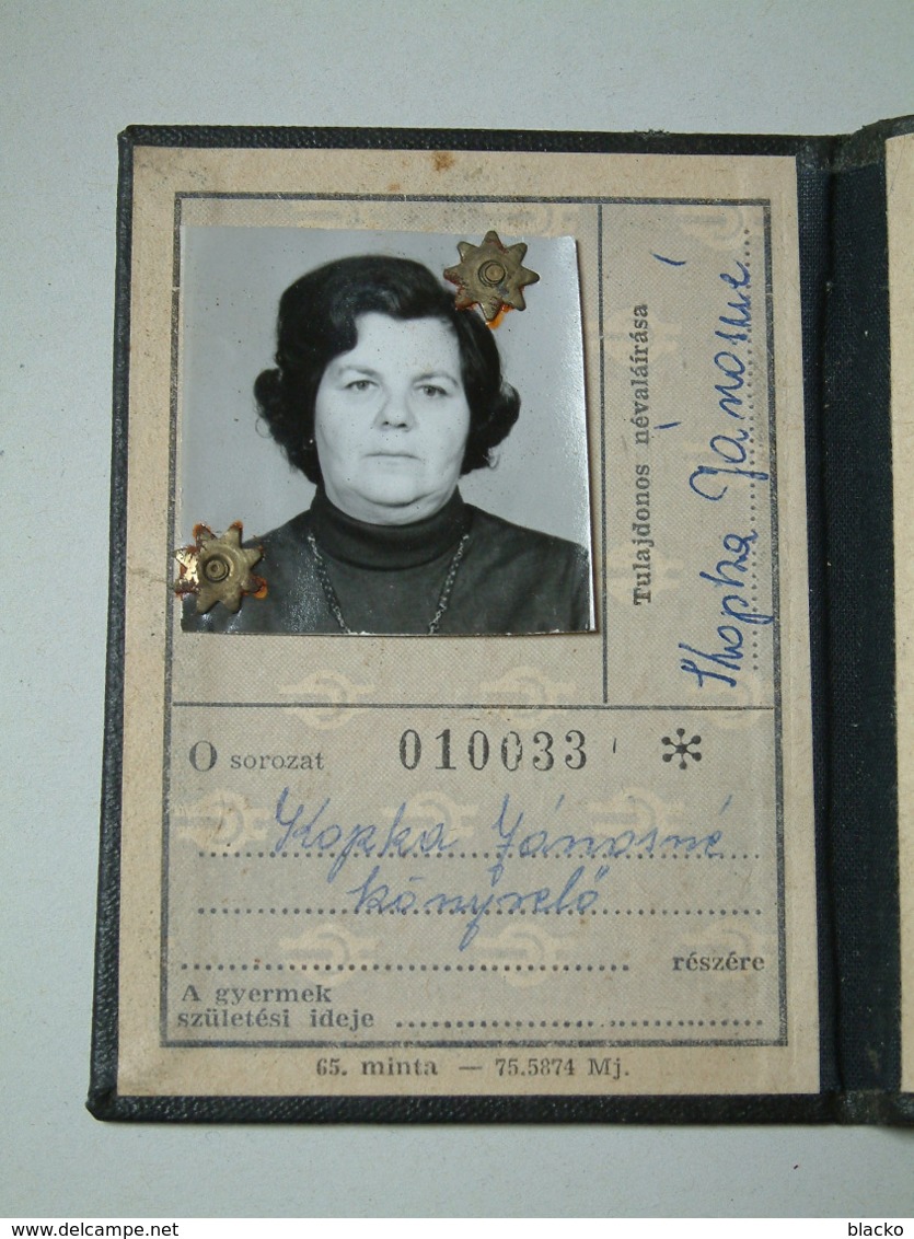 Hungarian Railway - 1979 Railway Identity Card Kjné Db02 - Toegangskaarten