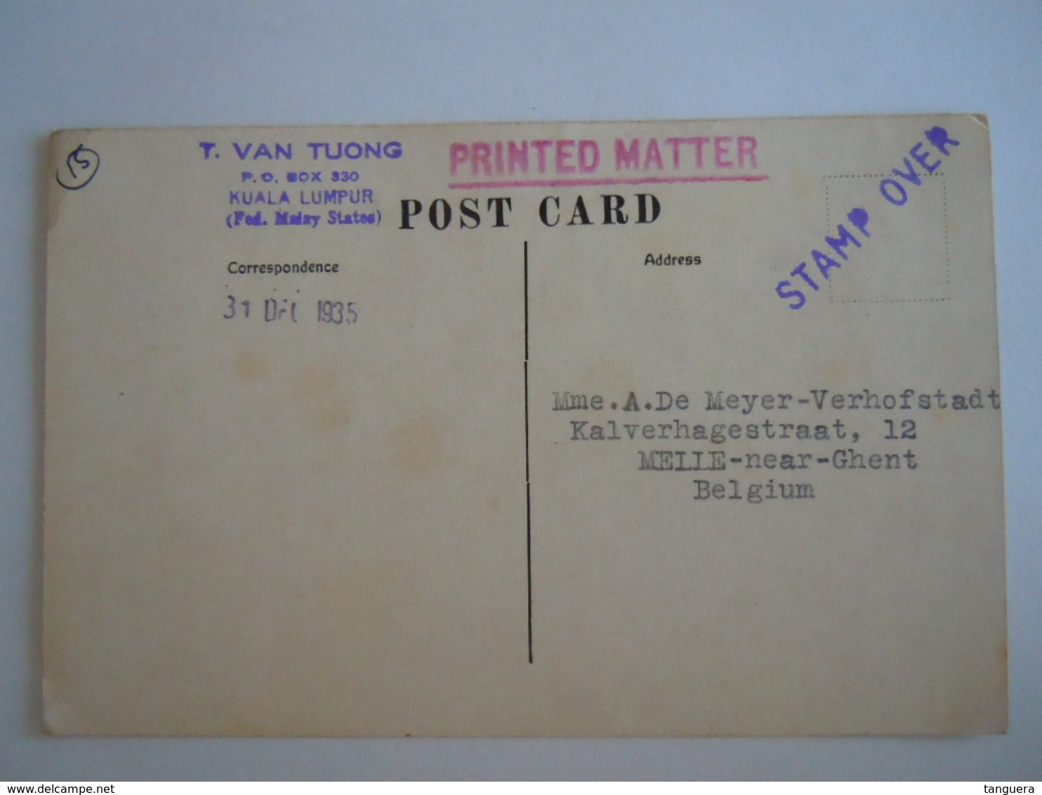 Malay Malaya Malaisie Railway Offices  Kuala Lumpur Used 1935 Stamp Tiger 1 C Yv 51 - Malaysia