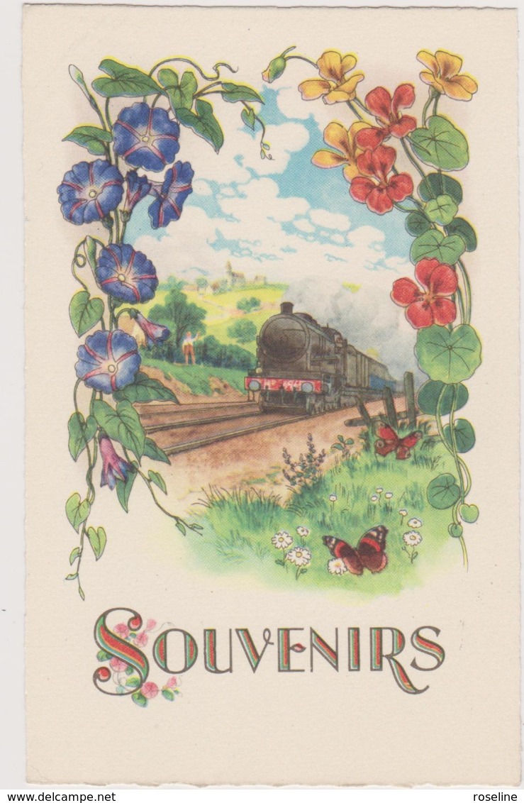 Illustrateur Ed Fox N°441 - Souvenirs Volubilis Capucine Train Locomotive Scene Campagnarde - CPSM 9x14 Etat Luxe Neuve - Bloemen