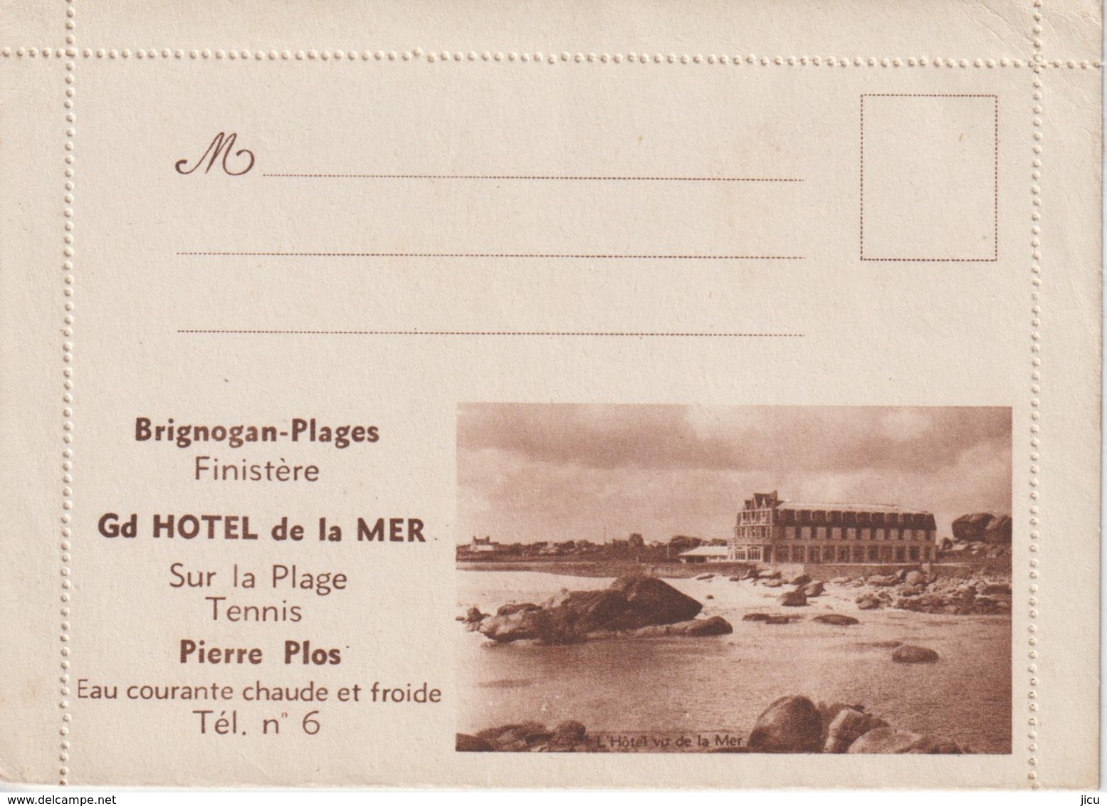 BRIGNOGAN, Grand Hôtel De La Mer, Pierre Plos -lettre-carte Illustrée (rare) - Brignogan-Plage