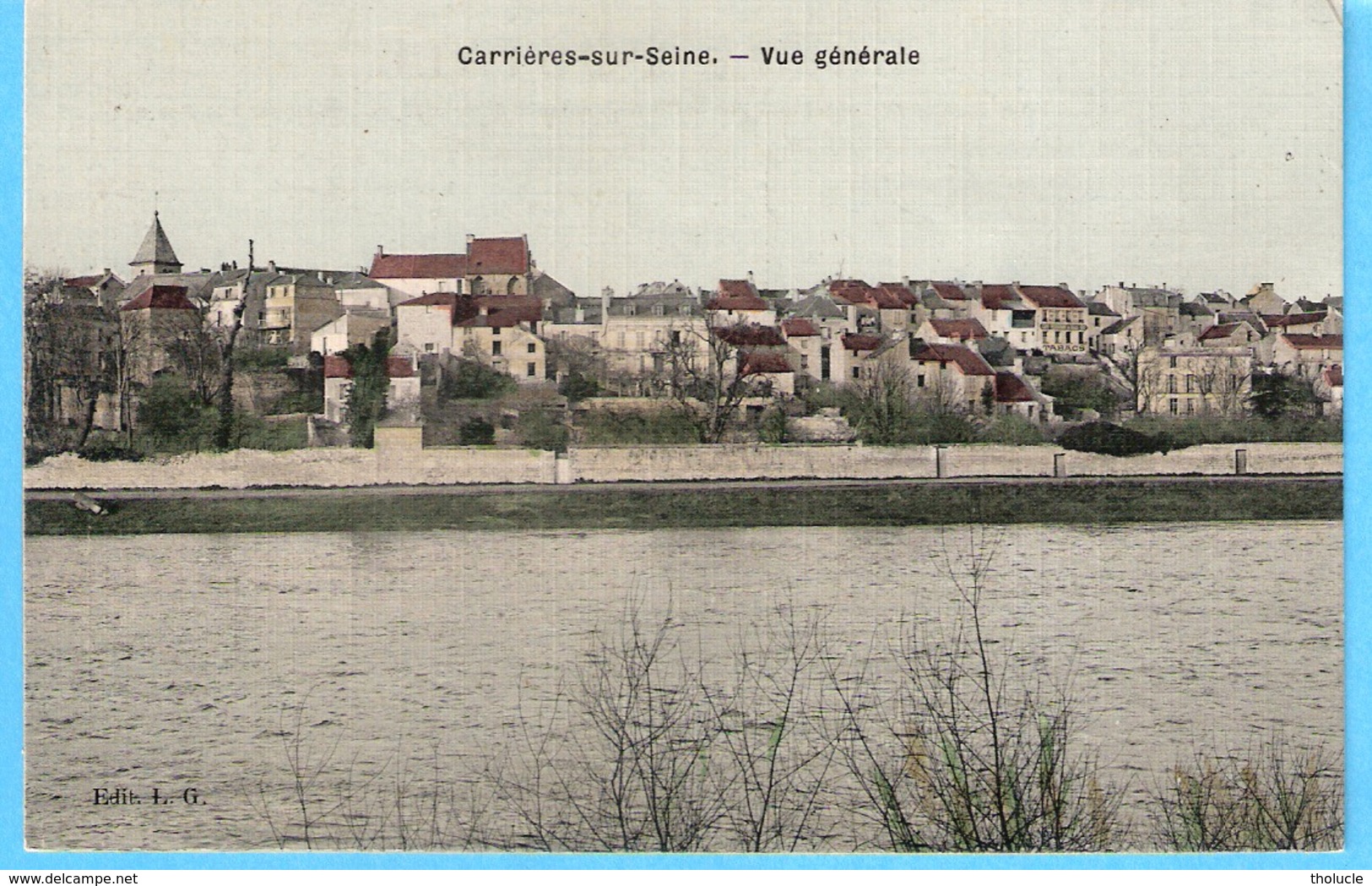 Carrières-sur-Seine-Yvelines-+/-1907-Vue Générale Sur La Ville Et Son Eglise-Carte Postale Toilée En Couleur-Edit.L.G. - Carrières-sur-Seine