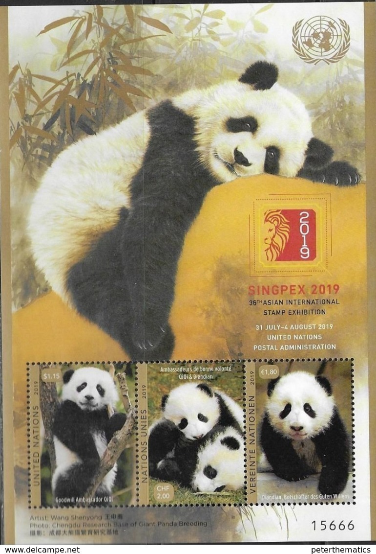 UN, 2019, MNH, SINGAPORE EXHIBITION 2019, FAUNA, PANDAS, SHEETLET - Osos