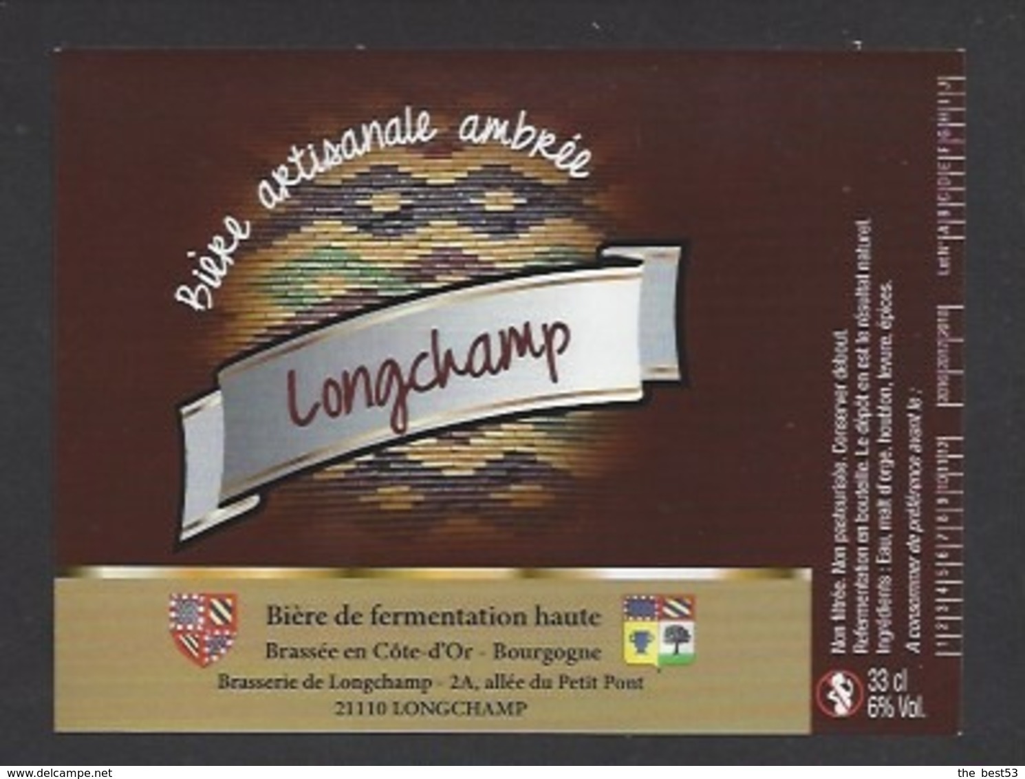Etiquette De Bière  Ambrée -  Longchamp  -    Brasserie De Longchamp  (21) - Beer