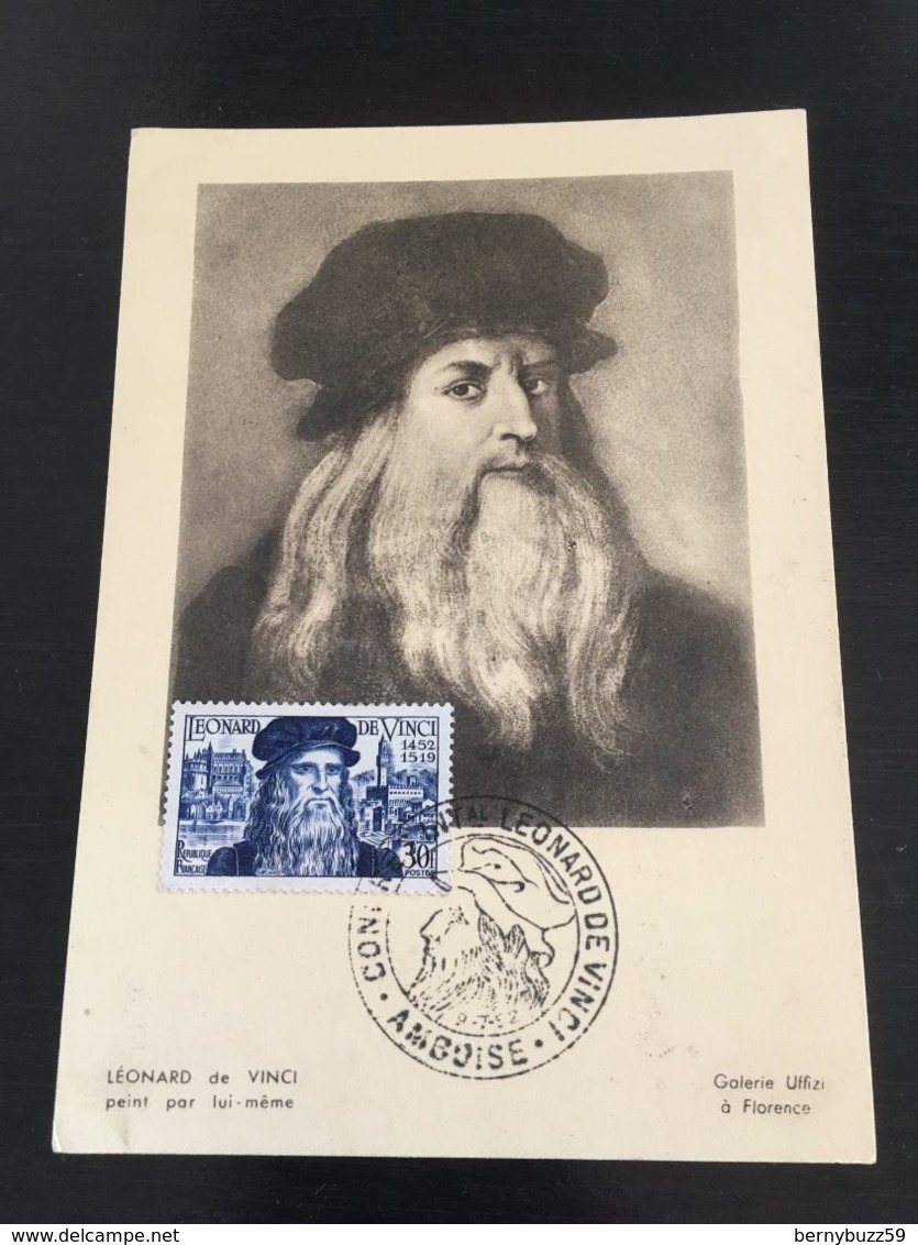 Premier Jour Carte Maximum  FDC Leonard De Vinci 15 Juillet  1952 N° 929  RARE Cote +++ - 1950-1959