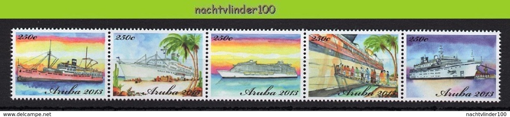 Nfh0680 TRANSPORT SCHEPEN HAVEN PALMBOOM CACTUS PALMTREE CRUISESHIPS HARBOUR SCHIFFE HAFEN ARUBA 2013 PF/MNH - Boten