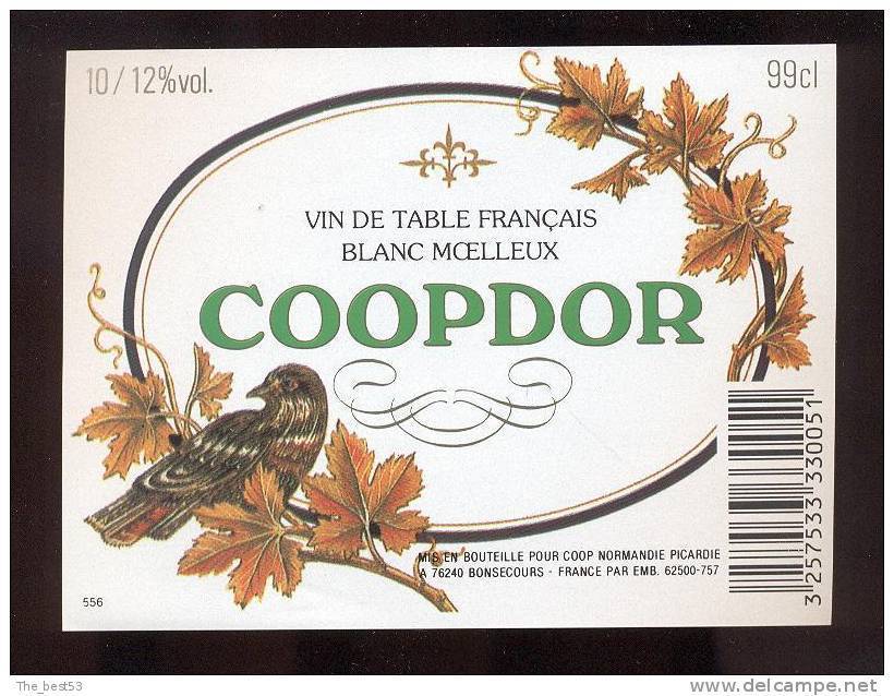 Etiquette De Vin  Coopdor  -  Cop Normandie Picardie  à  Bonsecours  (76)  -   Thème Oiseau - Other & Unclassified