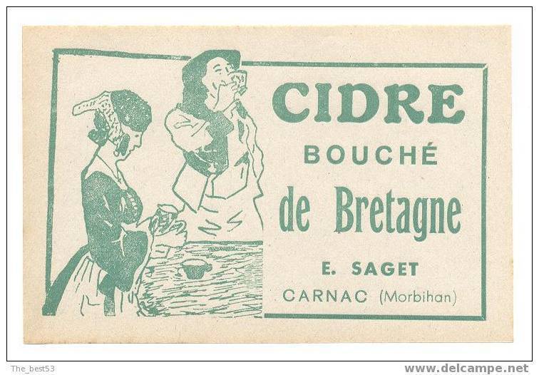 Etiquette De Cidre De Bretagne -  E. Saget  à Carnac (56) - Andere & Zonder Classificatie