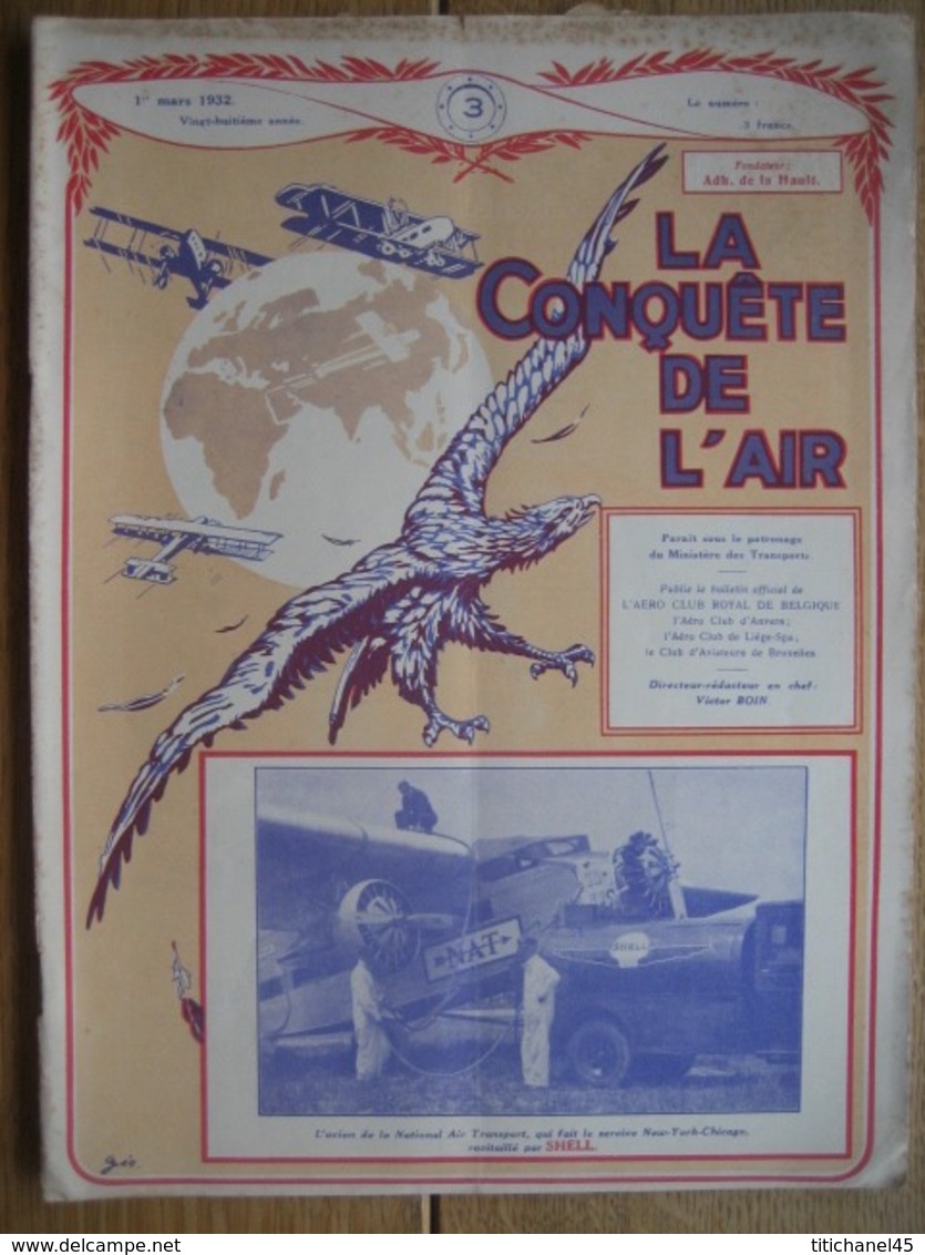 LA CONQUETE DE L'AIR 1932 N°3 -SABENA-CONGO-MINERVA 17 CV-Présentation Du Trimoteur FORD -CHENARD-WALCKER-CITROEN-WILLYS - AeroAirplanes