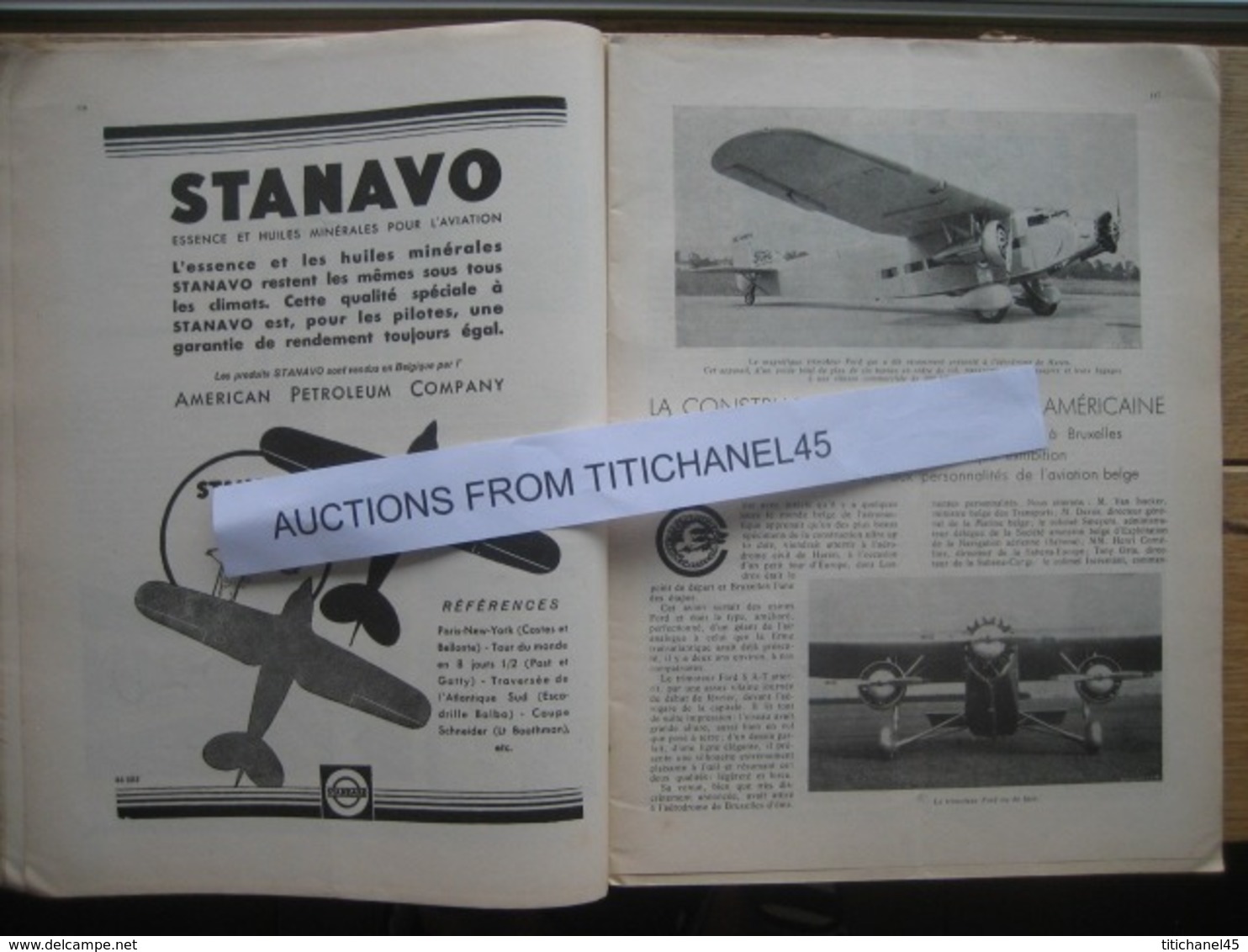 LA CONQUETE DE L'AIR 1932 n°3 -SABENA-CONGO-MINERVA 17 CV-Présentation du trimoteur FORD -CHENARD-WALCKER-CITROEN-WILLYS