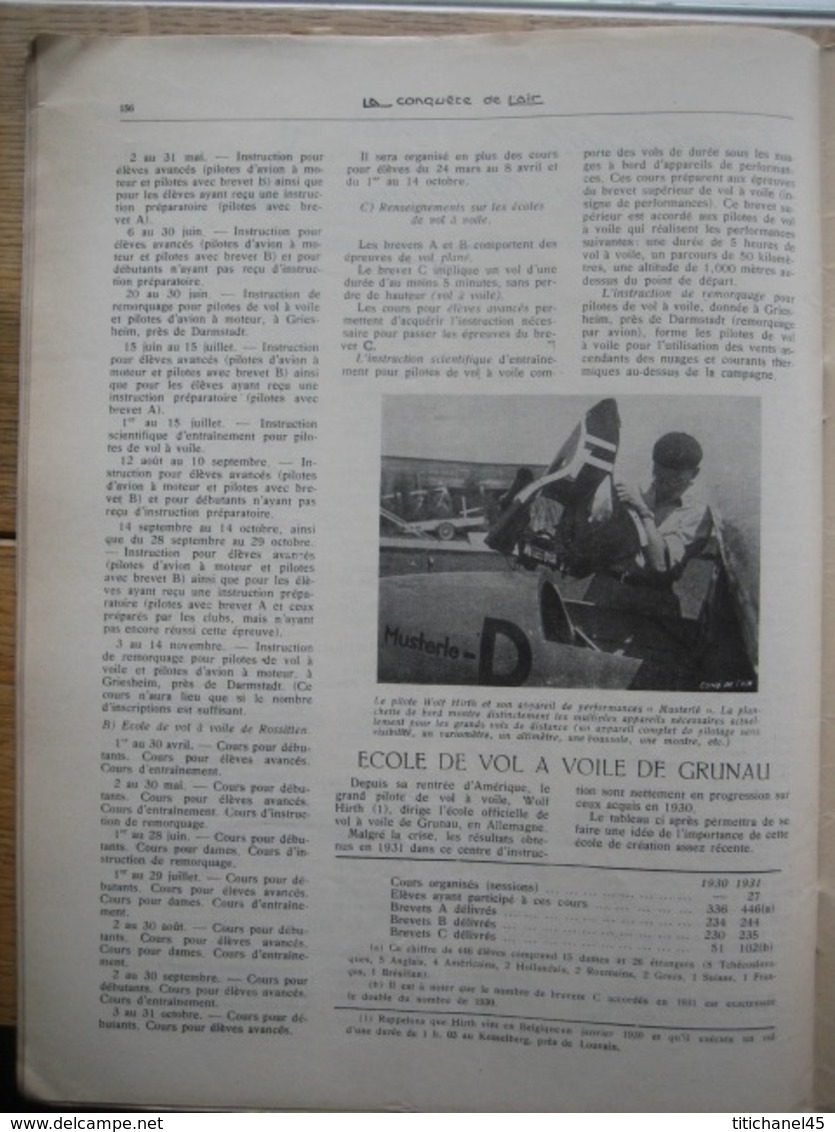 LA CONQUETE DE L'AIR 1932 n°3 -SABENA-CONGO-MINERVA 17 CV-Présentation du trimoteur FORD -CHENARD-WALCKER-CITROEN-WILLYS