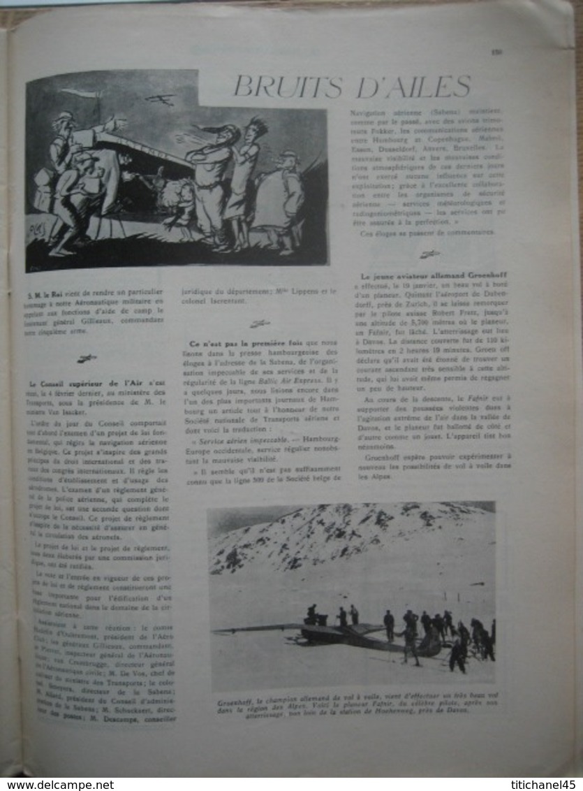 LA CONQUETE DE L'AIR 1932 n°3 -SABENA-CONGO-MINERVA 17 CV-Présentation du trimoteur FORD -CHENARD-WALCKER-CITROEN-WILLYS