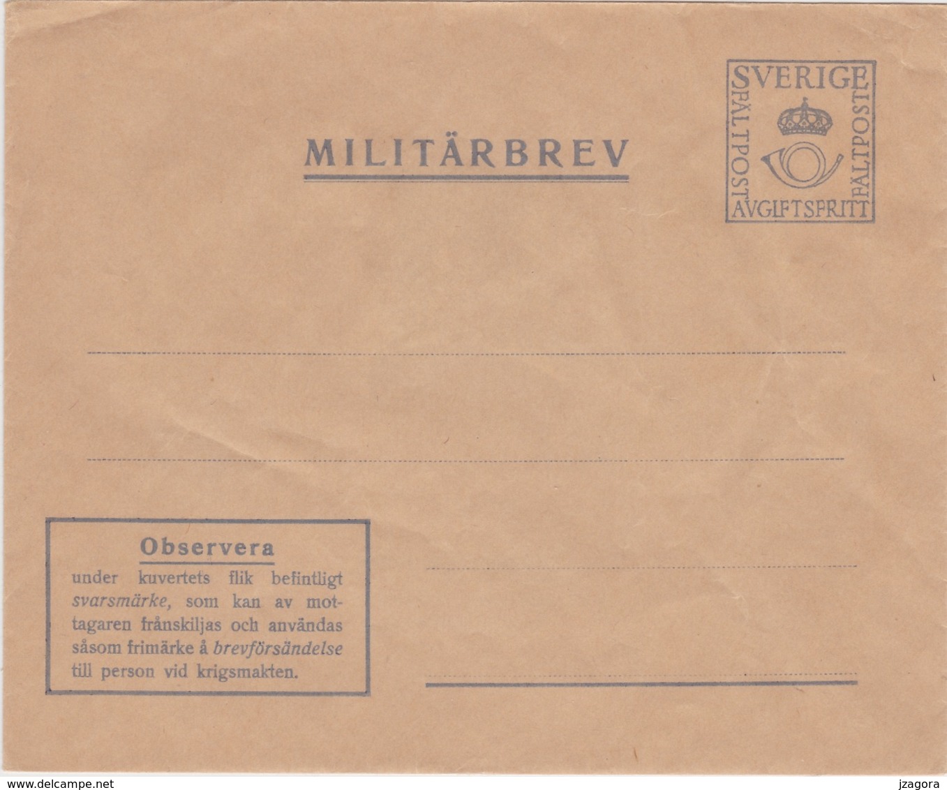 SWEDISH MILITARY PREPAID COVER  COUVERTURE PREPAYE MILITAIRE SUEDOISE CUBIERTA MILITAR PREPAGO - SWEDEN SUEDE SCHWEDEN - Militari