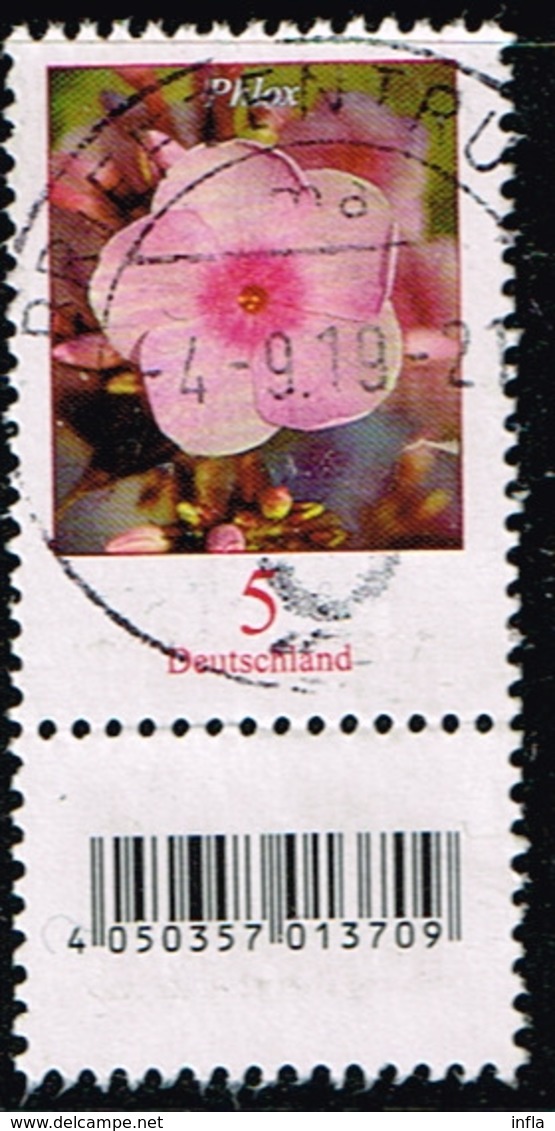 Bund 2017, Michel# 3296 R O Blumen: Phloxe Mit EAN-Code Und Nr. 495 - Rollenmarken