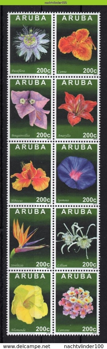 Nfh0700 FLORA TROPISCHE BLOEMEN LILLIUM STRELITZIA HIBISCUS TROPICAL FLOWERS BLUMEN FLEURS FLORES  ARUBA 2013 PF/MNH - Andere & Zonder Classificatie