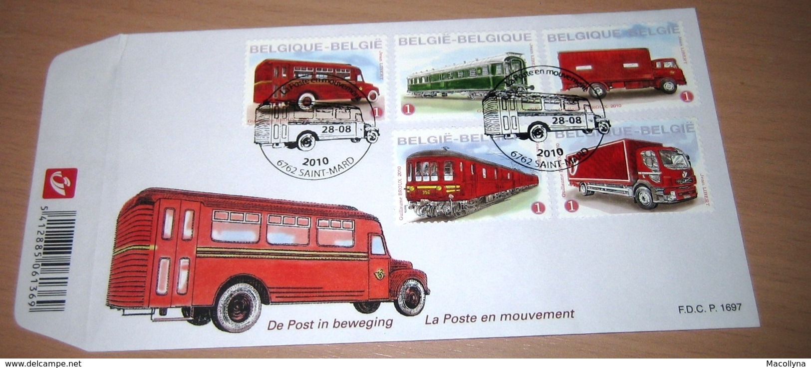 FDC België 2010  Postvoertuigen Van Vroeger En Nu 4056/60(o) Véhicules Postaux à Travers LeTemps - 2001-2010