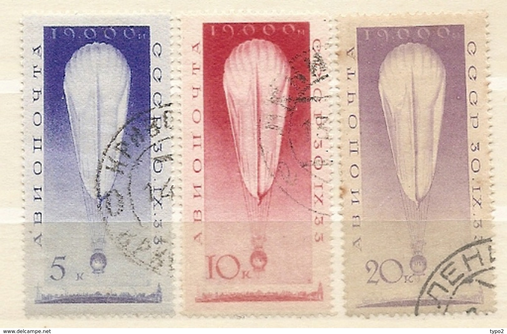 RUSSIE -  Yv PA  N° 38 à 40   (o)   Ballon "URSS"  Cote  60  Euro  BE R  2 Scans - Used Stamps