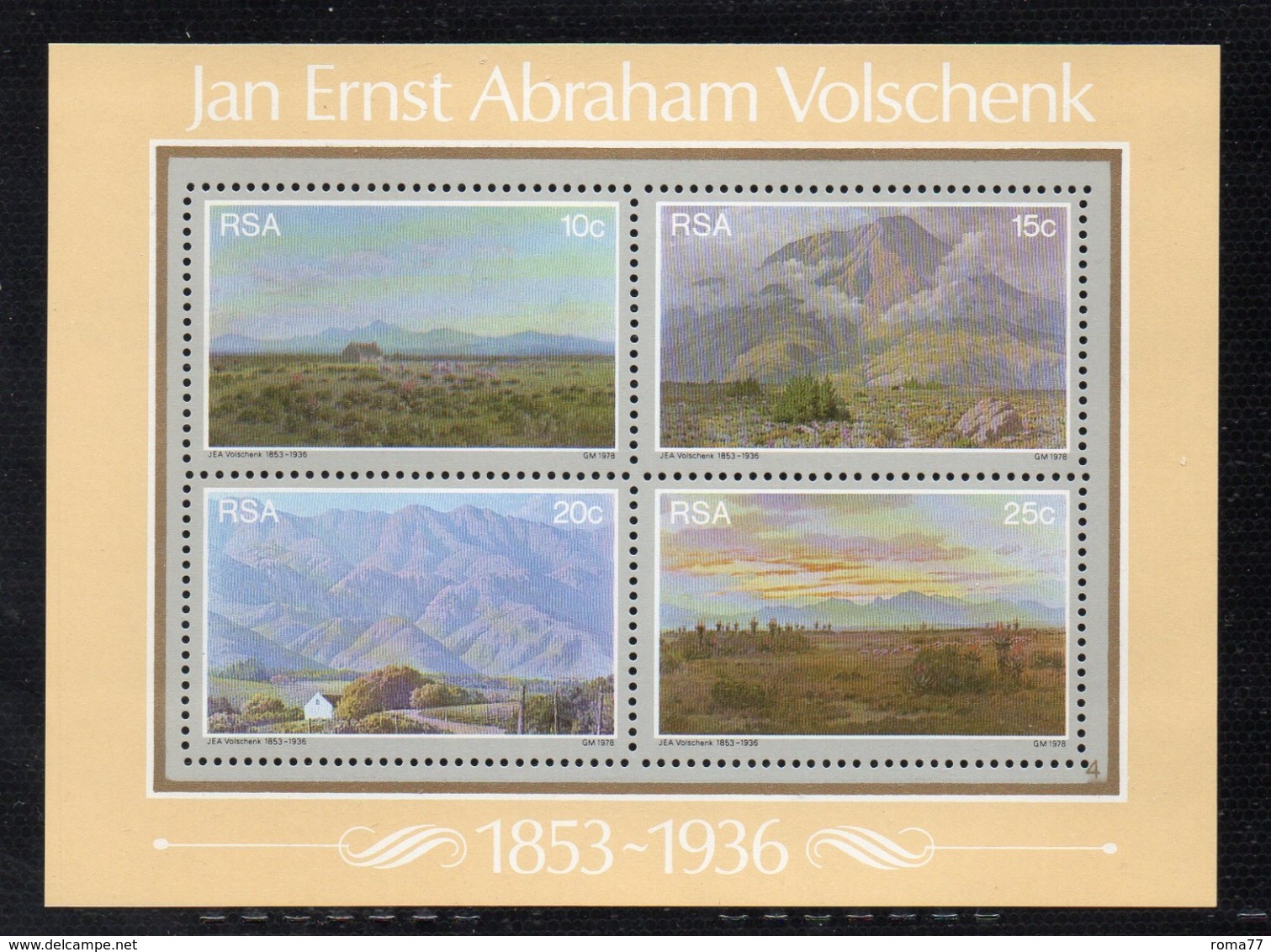 BF172 - SUD AFRICA 1978, Dipinti Di Volschenk : Il BF N. 6  ***  MNH  (2380A) - Blocks & Kleinbögen