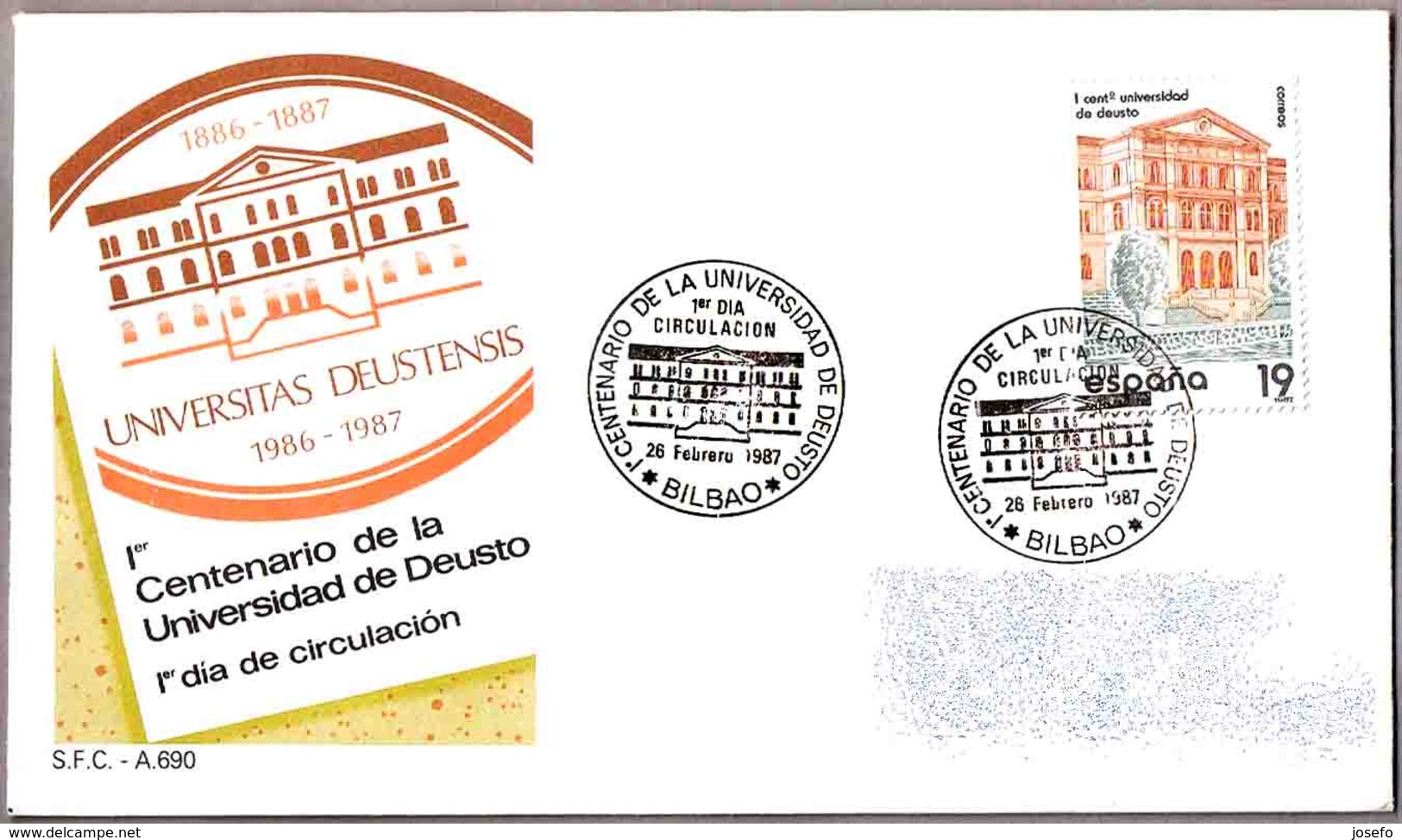 100 Años De La UNIVERSIDAD DE DEUSTO - 100 Years University Of Deusto. SPD/FDC Bilbao, Pais Vasco, 1987 - Otros & Sin Clasificación