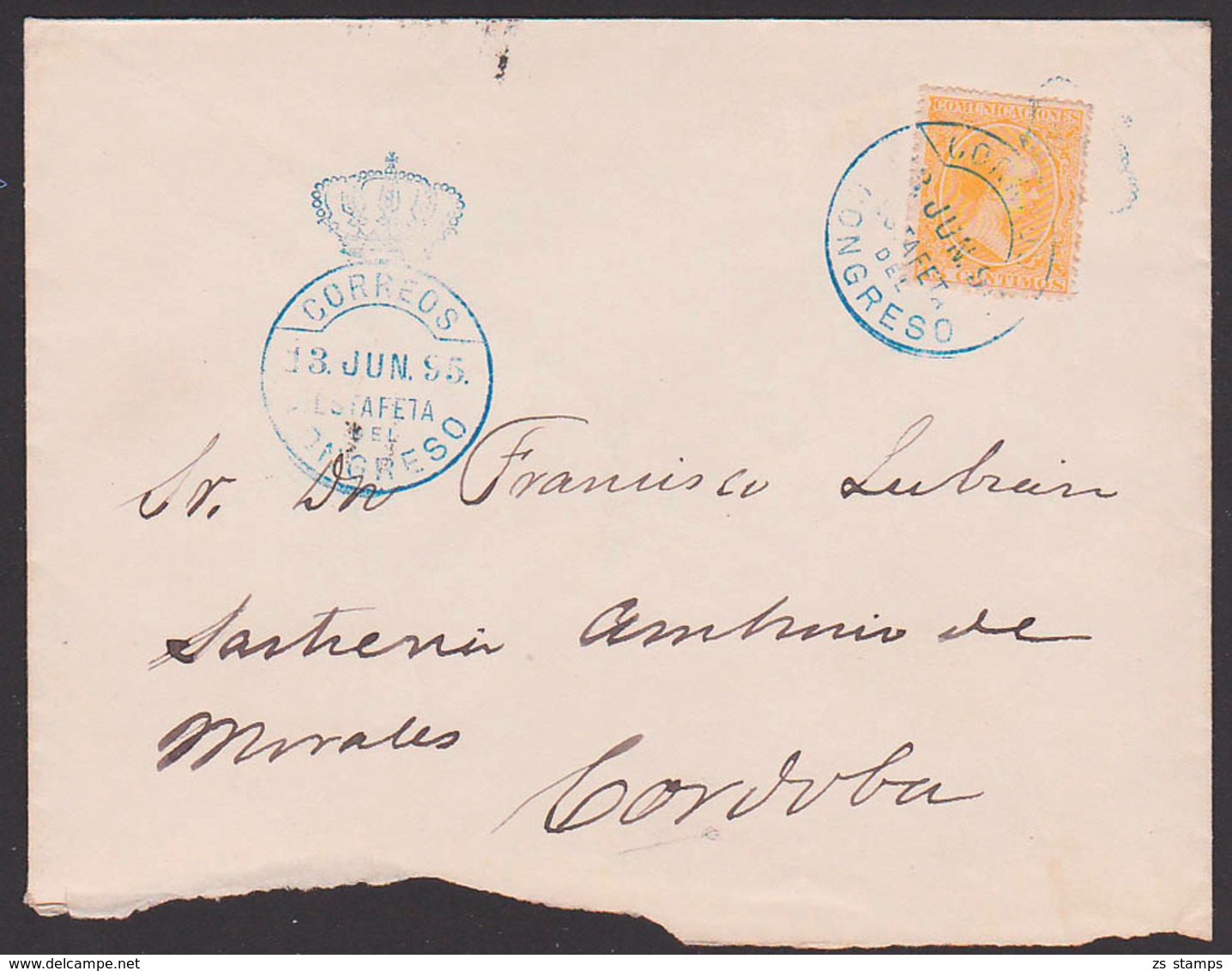 Correos Estafeta Del Congreso Trauer-Brief Cover 1895 Cordoba - Cartas & Documentos