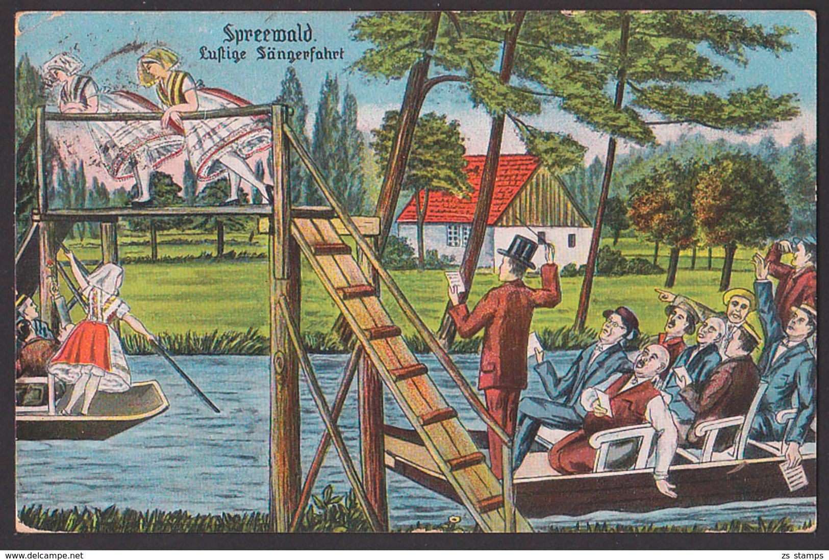 Spreewald Lustige Sängerfahrt, SoSt. BURG 1926, Kahnfahrt Spaßkarte - Burg (Spreewald)