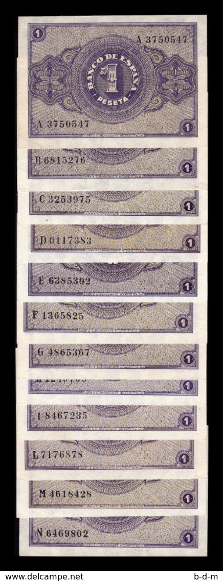 España Colección 1 Peseta Burgos Abril 1938 Pick 108 Todas Las Series SC UNC - 1-2 Pesetas