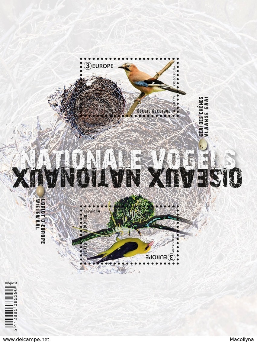 Wielewaal & Vlaamse Gaai, Nationale Vogels** Oiseaux Nationaux MNH / Belgie - Belgique 2019 - Unused Stamps