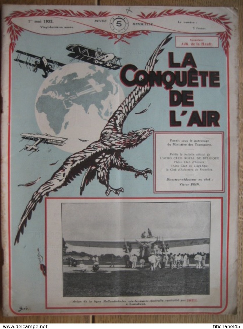 LA CONQUETE DE L'AIR 1932 N°5 -FORD 8 Cyl. En V -J. LEDURE-MOLLISON-Maryse HILTZE Au CONGO-COUZINET RAID PARIS-NOUMEA - AeroAirplanes