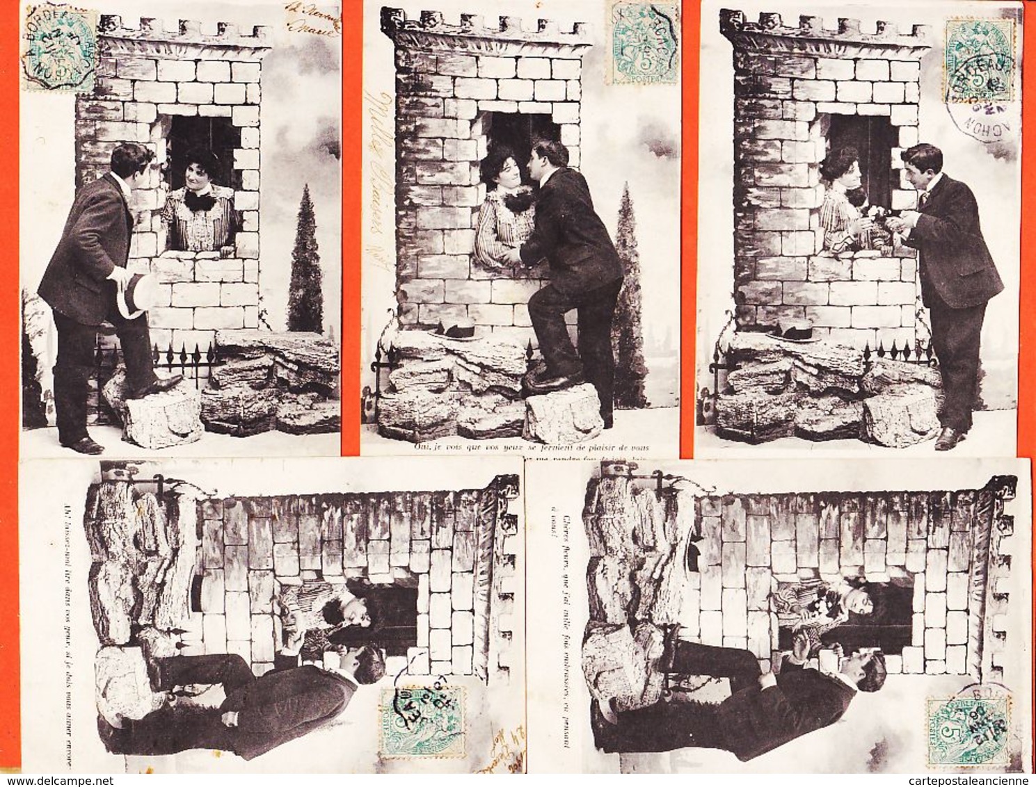 Div100 Série 5 CPA LA FENETRE Du DONJON Déclaration Amour 1905 De Marie MONEROL à Julia BERNELEOUD 97 Rue Frère Bordeaux - Frauen
