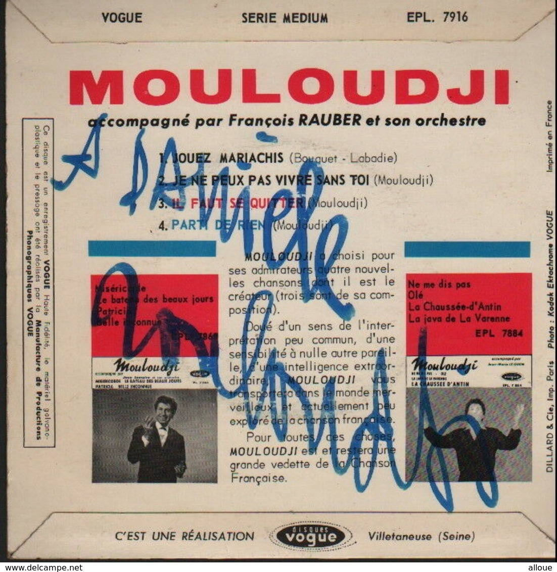 MOULOUDJI - FRENCH EP AVEC DEDICACE  JOUEZ MARIACHIS + 3 - Autres - Musique Française