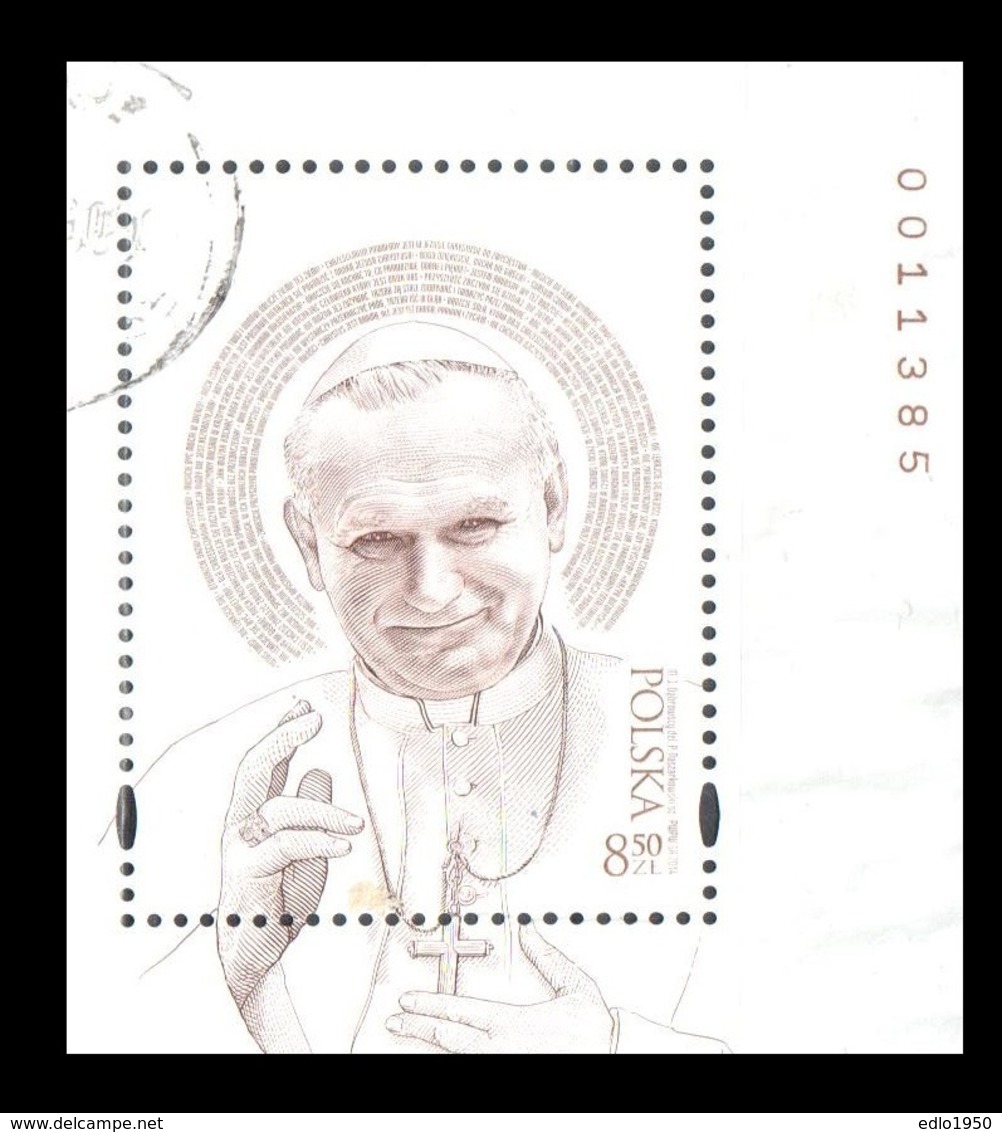 Poland 2014 - Canonization Of John Paul II - Mi.4670 From M/s 224 - Used - Blocks & Sheetlets & Panes