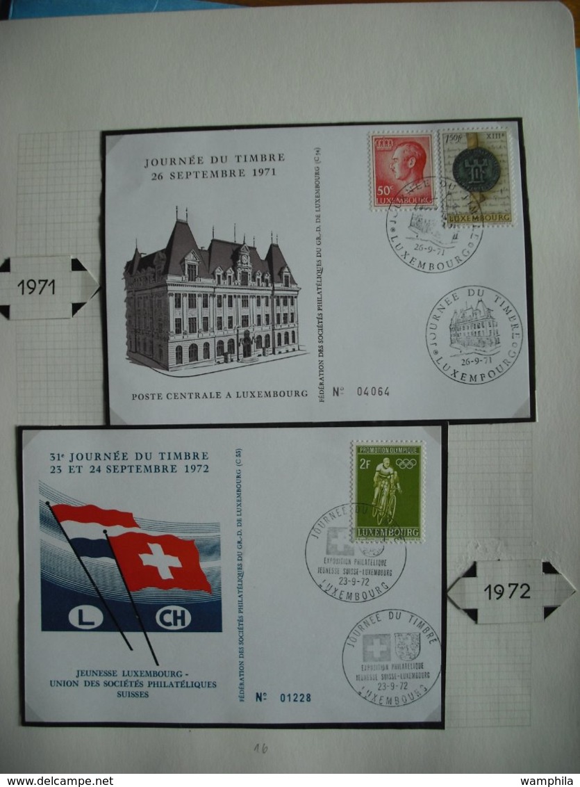 Luxembourg un lot de timbres neufs et oblitérés et lettres (Journée du timbre de 1939/1981)plus deux documents.