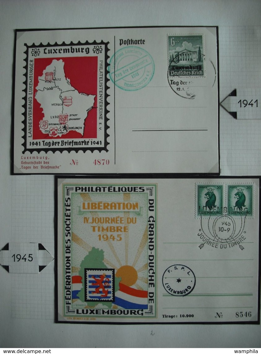 Luxembourg un lot de timbres neufs et oblitérés et lettres (Journée du timbre de 1939/1981)plus deux documents.