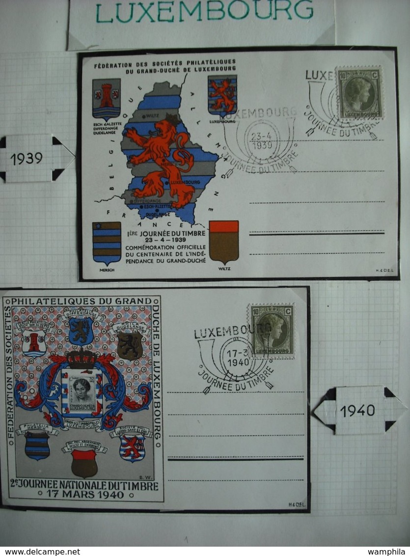 Luxembourg un lot de timbres neufs et oblitérés et lettres (Journée du timbre de 1939/1981)plus deux documents.